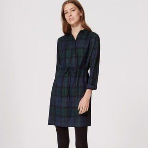 Loft | Blue & Green Plaid Shirt Dress